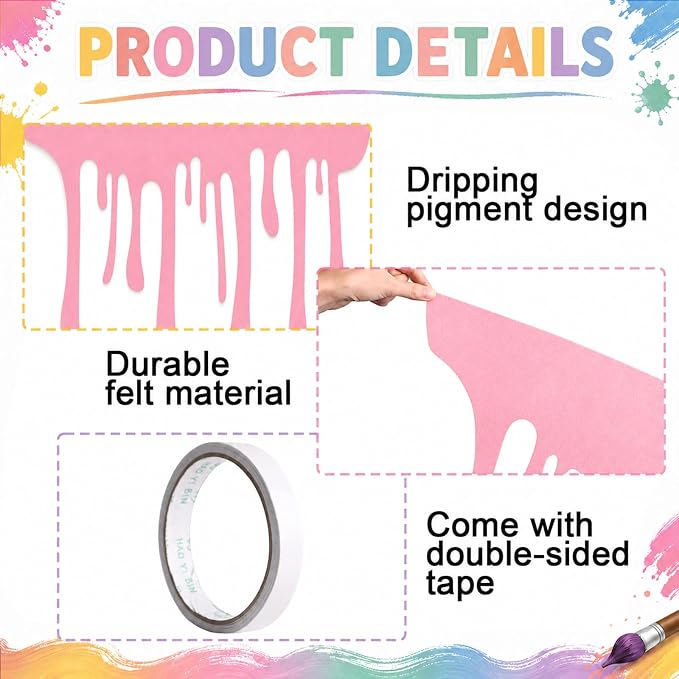 8 PCS Art Themed Party Table Skirt Back to School Felt Table Skirts Pastel Felt - Image 3