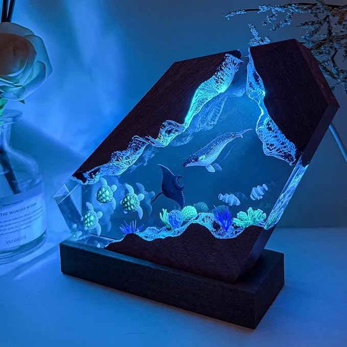 Humpback Whale Ocean Resin Lamp, Handmade Resin Night Light - Image 3