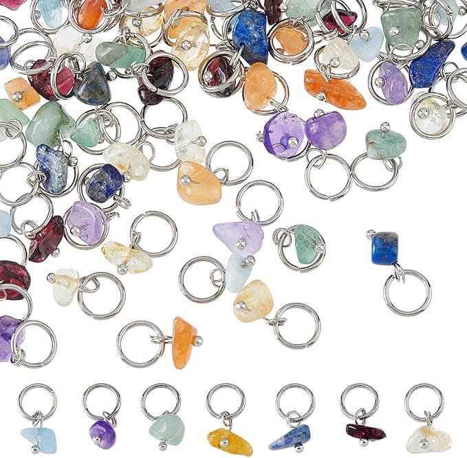 SUPERFINDINGS 84Pcs 7 Colors Natural Stone Pendants Mixed Gemstone Charms by SUPERFINDINGS