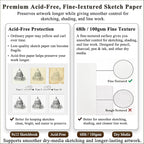 Fuxi 9" x 12" Sketch Book, Top Spiral Bound Sketch Pad, 100 Sheets 68lb/100gsm - Image 2