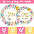Tevxj 96 Pieces Happy Birthday Party Plates Napkins Boho Decorations Gold - Image 4