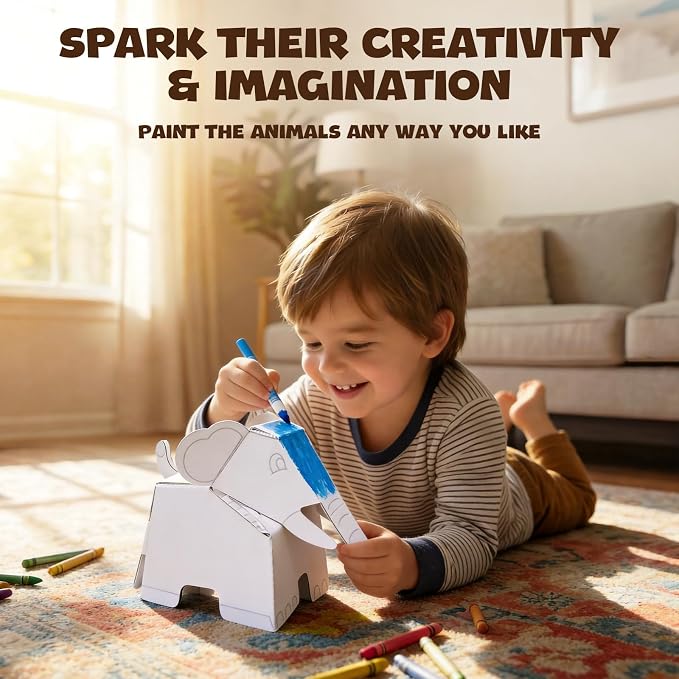 ChalKaa DIY Cardboard Animal Toys, 3D Coloring Puzzle Arts and Crafts - Image 2