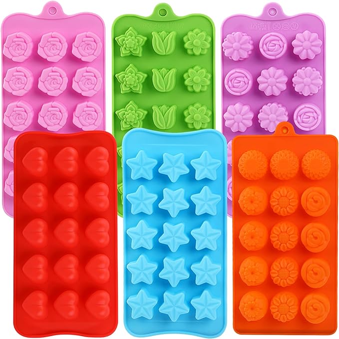 FIRETREESILVERFLOWER Flower Shape Chocolate Candy Molds Set, The stars by FIRETREESILVERFLOWER