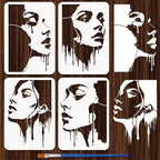 FINGERINSPIRE 4 Styles Woman Stencils 8.3x11.7 Inch Water Drop Woman Stencils by FINGERINSPIRE