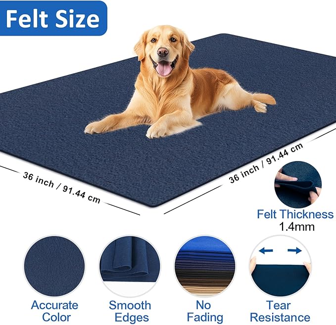 XSEINO Navy Large Felt Fabric 36" X 36 ", 1.4 mm Thick Soft Felt Fabric Sheet - Image 2