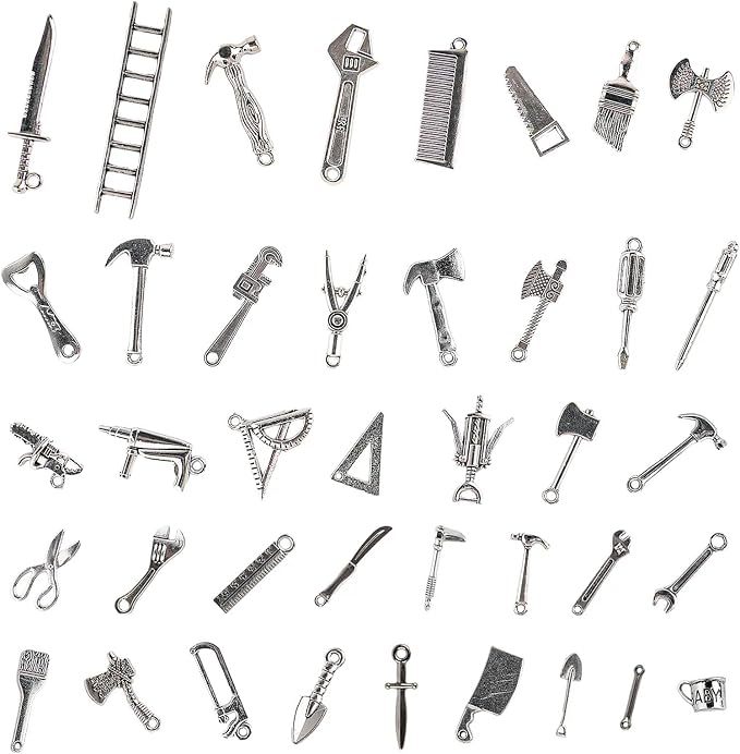 40PCS 1:12 Miniature Dollhouse Silvery Metal Home Repair Tools Micro Scene by Vawuz