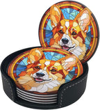 Drink Coaster Set of 6, Corgi Dog Mom Lover Gift, Leather Drink Coasters - Image 2