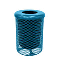 COATEDOUTDOORFURNITURE RFT-LBL Heavy Duty 32 Gallon Round Trash Receptacle, Liner Included, Light Blue with Flat Top, Made in America