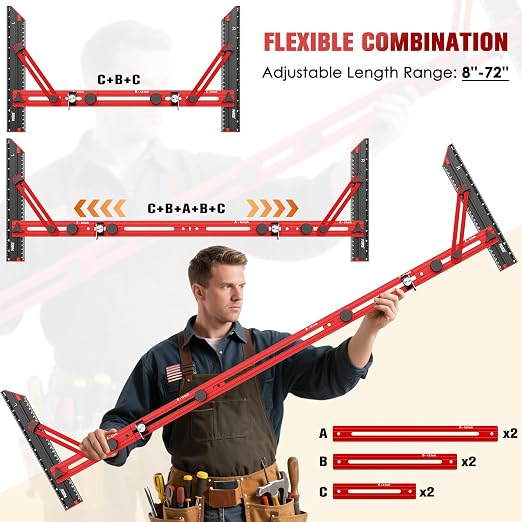 Stair Tread Template Tool with Triangular Brace and Edge Flip Stops | Stair - Image 2