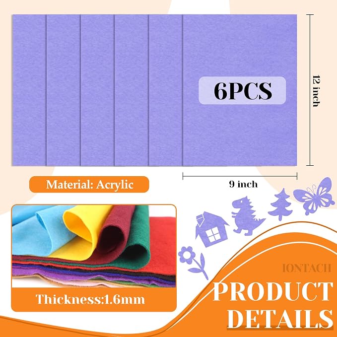 IONTACH 9" X 12" Soft Felt Sheets 1.6mm Thick | Felt Fabric - Image 3