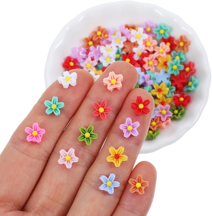 100 Pcs Mini Flowers for Crafts Minature Flowers for Minature Houses Resin by Bremorou