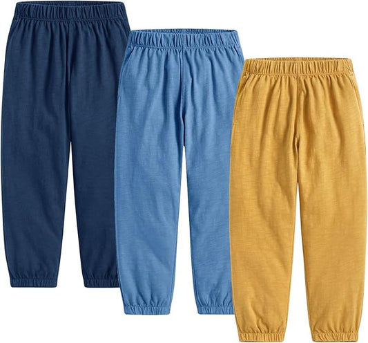 Toddler Boys Pants 3 Pack Soft Cotton Long Bloomers Kids Summer Fall Boy Casual Joggers Pant