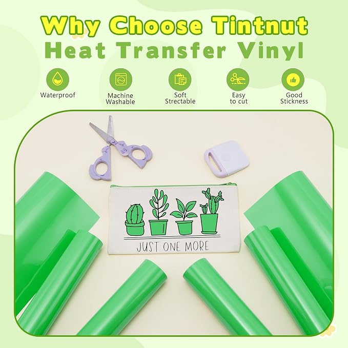 Tintnut Bouquet Green Heat Transfer Vinyl, easy cut & weed, stretch washable - Image 3