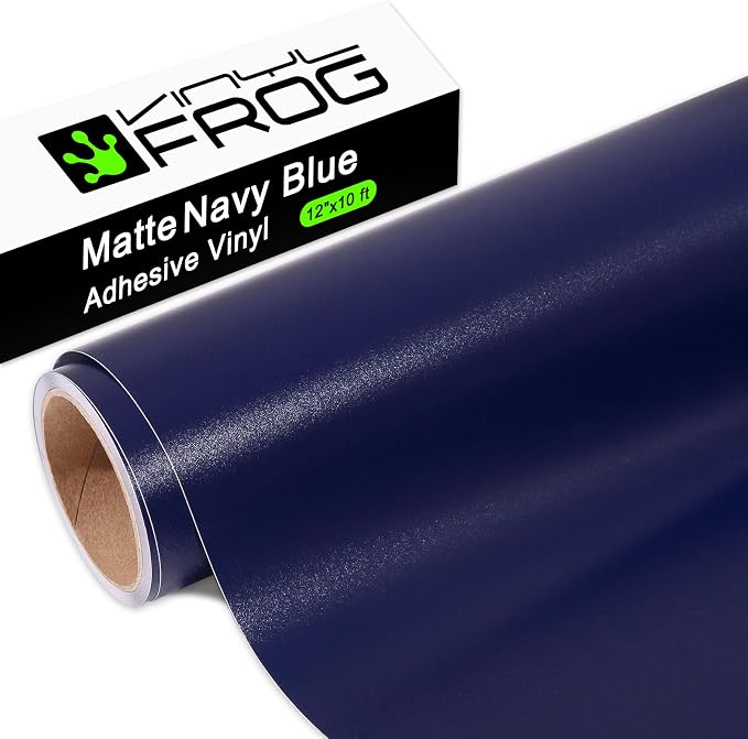 VINYL FROG Navy Blue Adhesive Vinyl Roll 12" x10ft Matte Blue Permanent Vinyl by VINYLFROG