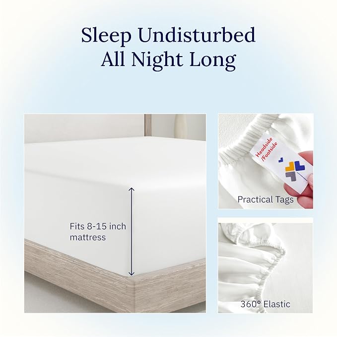 California Design Den Fitted Sheet Twin XL 100% Cotton, Soft 400 Thread Count - Image 7
