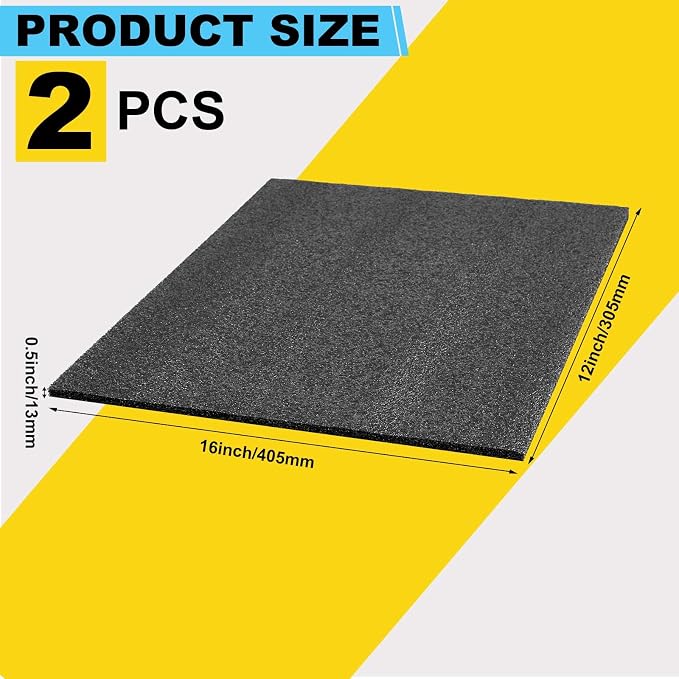 Treela 2 Pcs Customizable Polyethylene Foam Sheets 16x12x0.5" Black Thick - Image 2