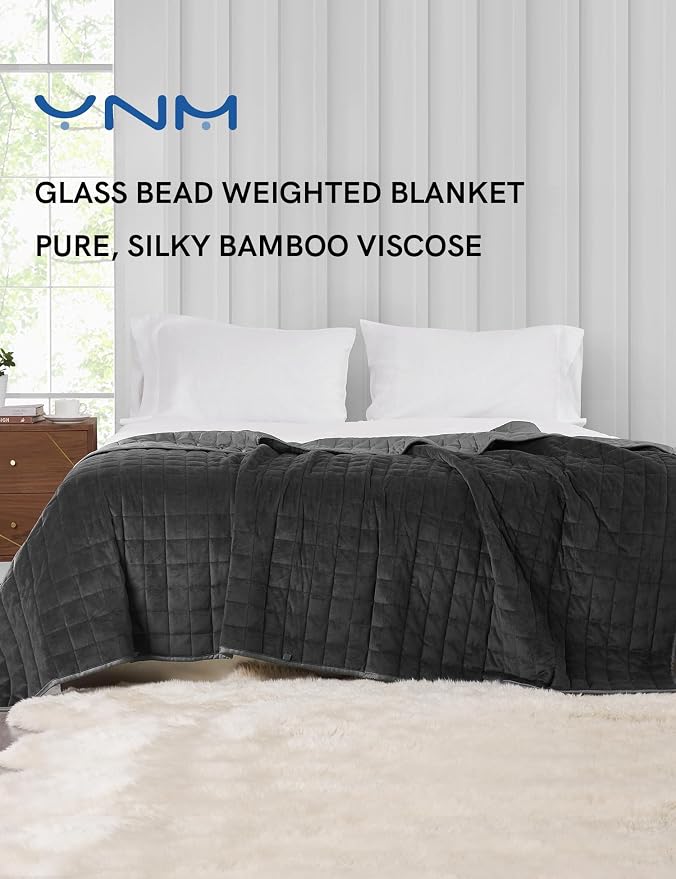 YnM Weighted Blanket, Cooling Bamboo & Cozy Velvet, Smallest Compartments - Image 2