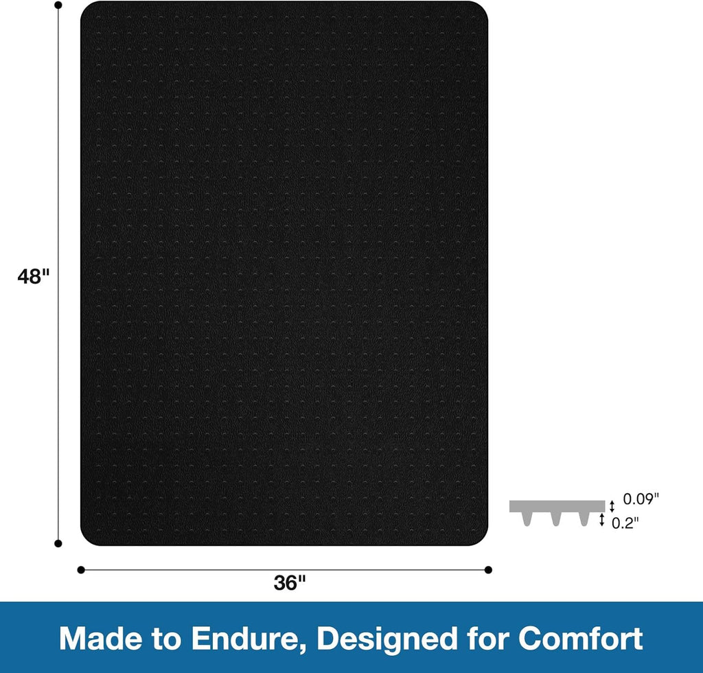Chair Mat for Carpet, 36" x 48" Desk Chair Mat for Carpeted Floors, Non-Slip Office Vinyl Mat for Carpet with Studded, Easy Glide Heavy Duty Floor Protector Mat for Home Office, Black