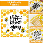 Qyeahkj 100 Pcs Bee 1st Birthday Party Supplies Paper Plates and Napkins Set - Image 3