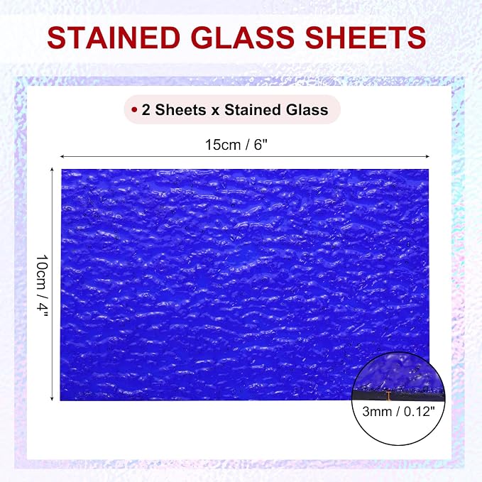 PATIKIL 4 x 6 Inch Transparent Stained Glass Sheets, 2 Sheets Mosaic Glass - Image 2