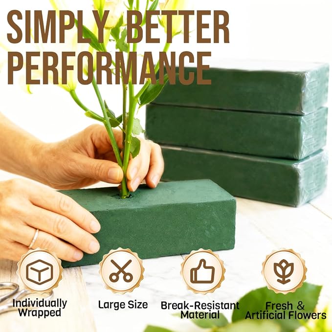 Pack of 24 Floral Foam Blocks, 8.9"x4.1"x2.7" Dry and Wet Flower Foam - Image 3