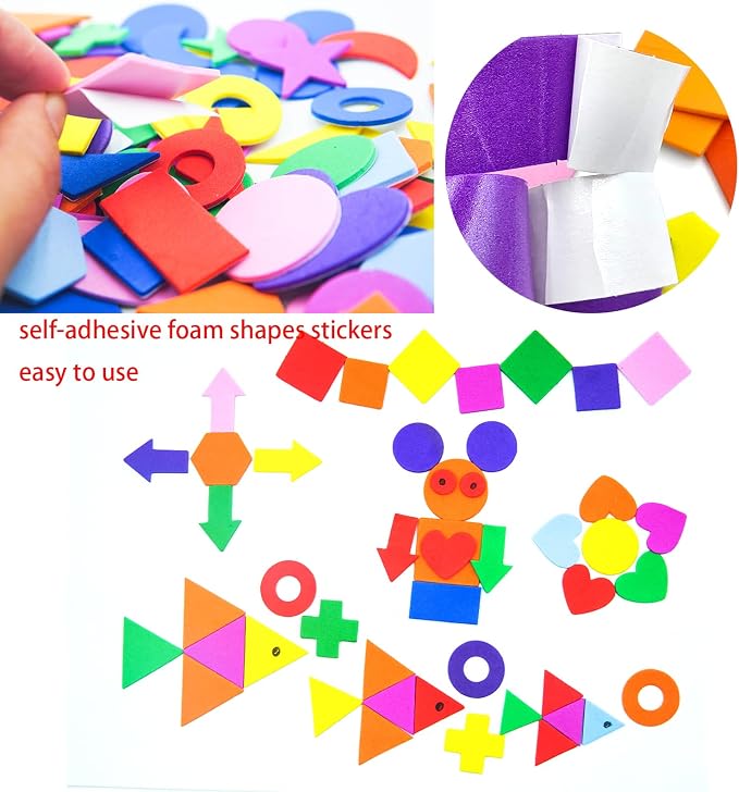 1050PCS Assorted Foam Shapes Stickers, Bulk Collage Materials | - Image 3