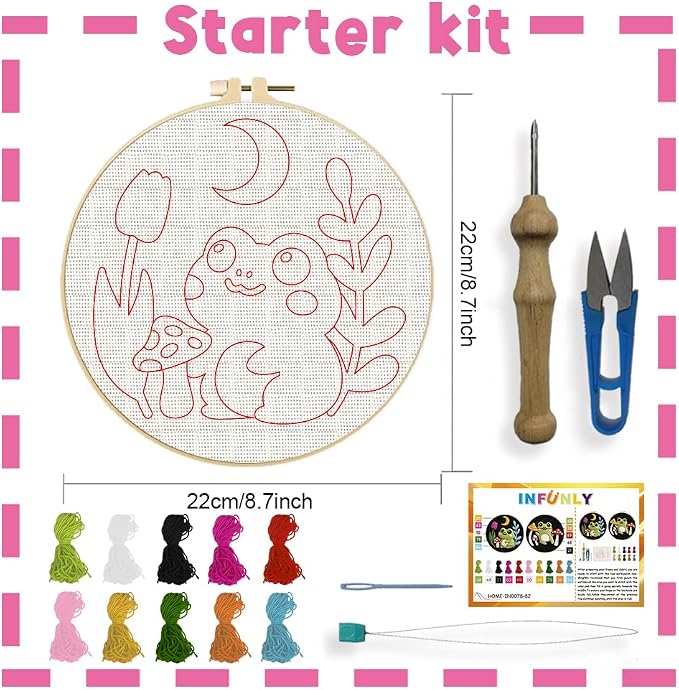 INFUNLY 2 Pack Cute Frog Punch Needle Kit - Image 4