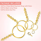 Key Ring with Chain, Shynek 360PCS Gold Keychain Rings with Jump Rings and - Image 4