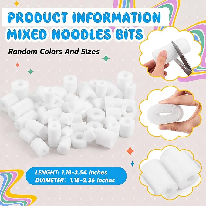 Frienda 50 Pcs Pool Noodles Bits Multicolor Craft Small Size Versatile Mixed - Image 2