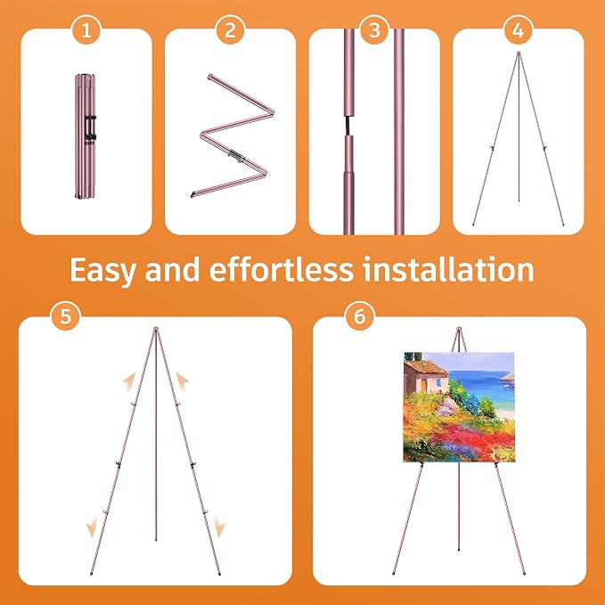 Easel Stand for Display, Aredy 63" Portable Painting Easel, Lightweight Metal - Image 2