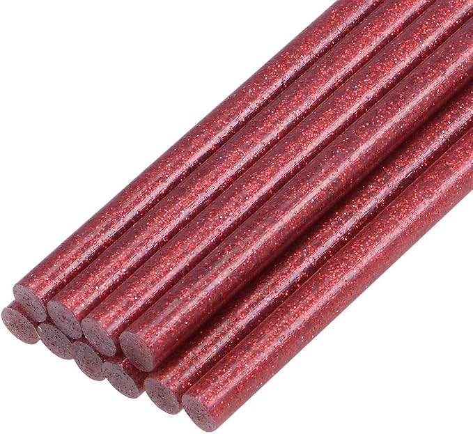 uxcell Mini Hot Glue Sticks for Glue Gun 0.27-inch x 4-inch Red Glitter 10pcs by uxcell