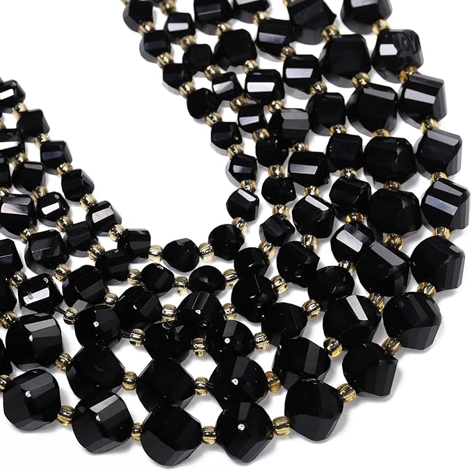 42pcs Natural Black Tourmaline Stone Beads by Yochus
