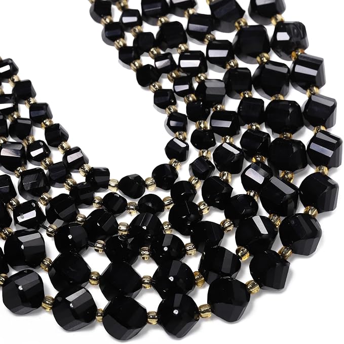 34pcs Natural Black Tourmaline Stone Beads by Yochus