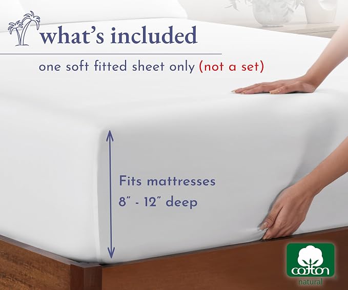 California Design Den Twin Fitted Sheet Cotton Sateen, Durable All-Around - Image 4