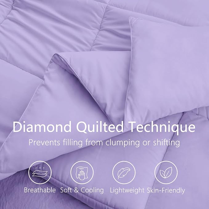 TEXARTIST Premium 2100 Series Queen Comforter All Season Breathable Lavender - Image 2