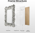 Cuspin 5x7 Picture Frame Silver Frames, Vintage Elegant Palm Leaves Textured - Image 7
