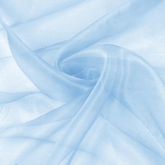 VACVELT Light Blue Sheer Organza Fabric by The Yard 60" Wide | Semi-Transparent by VACVELT