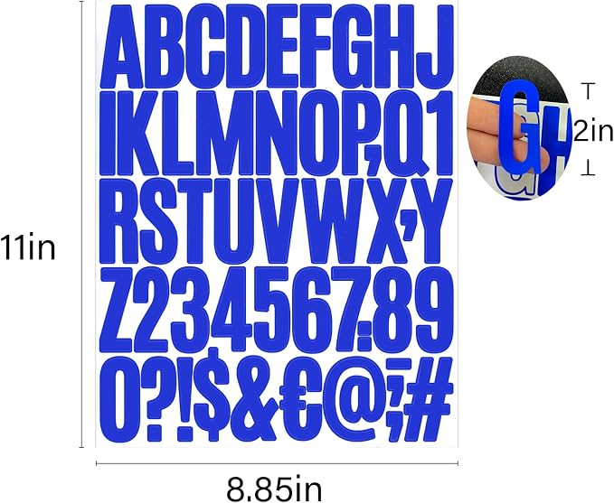 Letter Stickers, Mailbox Numbers, 2 Inch Waterproof Vinyl Alphabet | 2 Inch Blue - Image 3