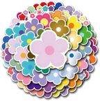 62PCS Colorful Flower Stickers, Waterproof PVC Vinyl Cute Floral Decals - Image 3
