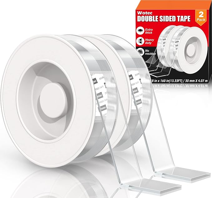 Wotec 2 Pack Extra Large Double Sided Tape Heavy Duty Removable 1.18 Inch x 160 by Wotec
