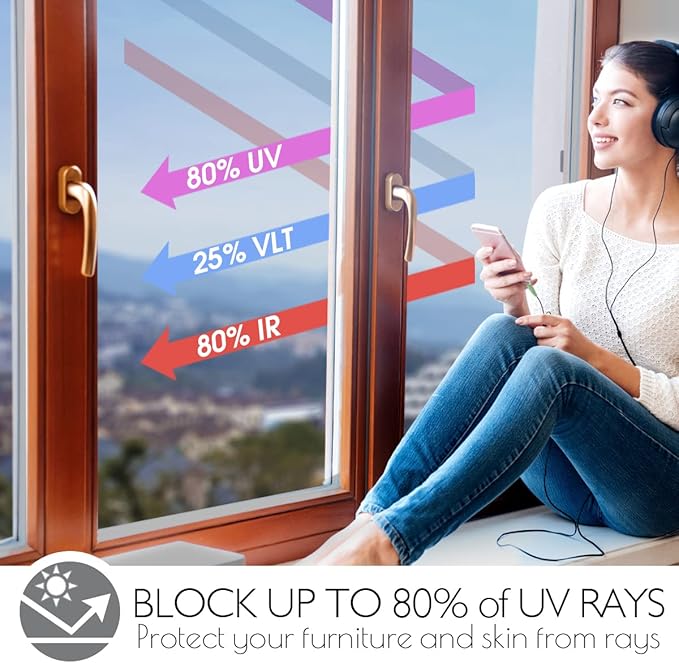 HIDBEA One Way Mirror Window Film Daytime Privacy, Reflective Window Tint - Image 3