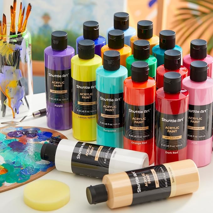 Shuttle Art Acrylic Paint, 24 Colors Acrylic Paint Bottle Set, 250ml/8.45oz Each - Image 8