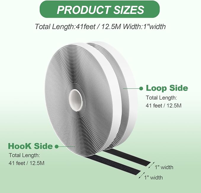 1''×41Ft Black Heavy Duty Hook And Loop Tape Adhesive, No Punching Picture Wall - Image 7