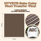 HTVSTD Deep Orange Boho HTV Heat Transfer Vinyl 8pcs 12×10in Iron on Vinyl | - Image 2