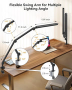 LED Desk Lamp with Clamp, Architect Desk Lamp with Remote, Flexible Swing Arm - Image 4