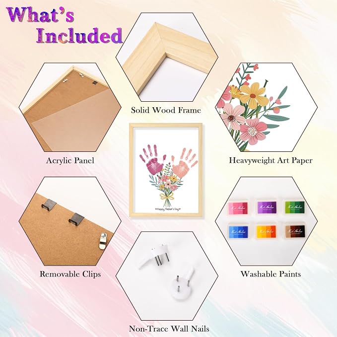 CLUSIVC Mother’s Day Handprint Flower Craft Kit – DIY Flower Bouquet Gift - Image 3