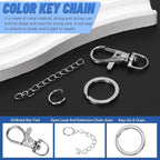Glarks 125pcs Silver Keychain Making Kit, Keychain Craft Supplies Including Key - Image 3