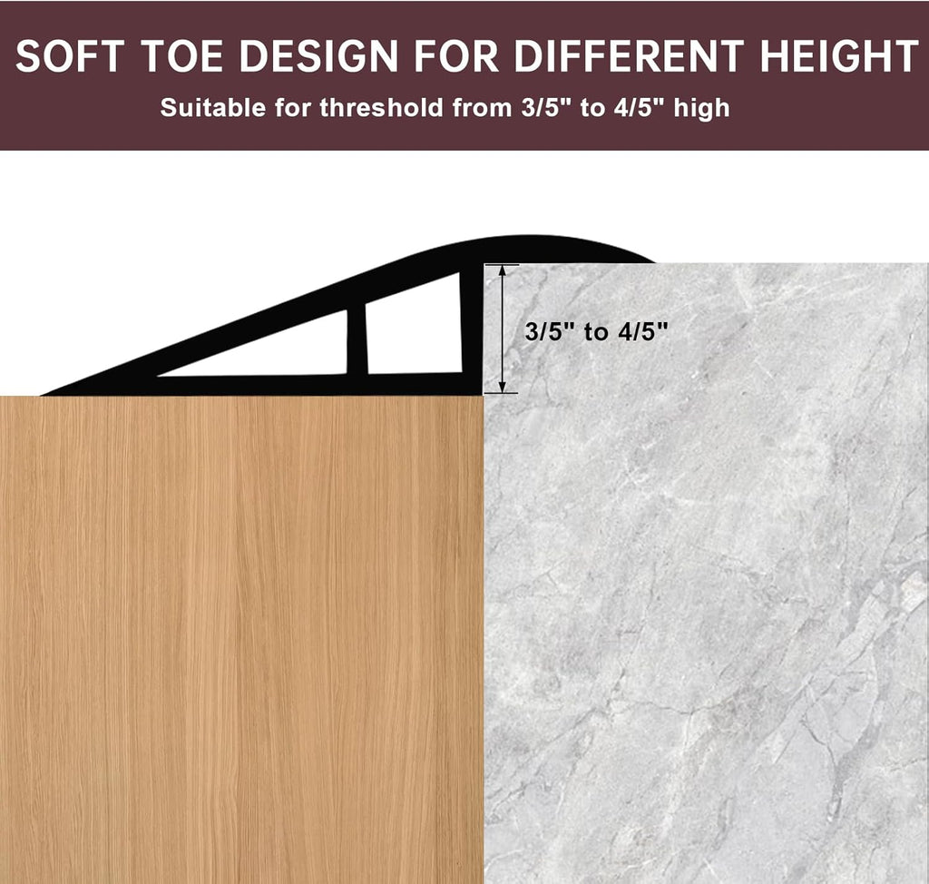 Vinyl Door Threshold Flooring Transition Strip Self Adhesive Carpet Edging Strip for Laminate Doorway Edge Threshold from 3/5" to 4/5" (Black Walnut Wood Grain, 10 Ft)