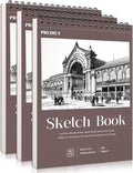 3 Pack Sketch Book 8.5×11 inch, Spiral Bound Sketch Pad 50 Sheets, Acid-Free by Prudiut