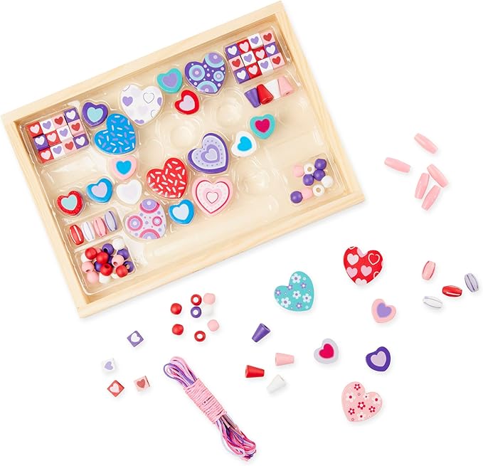 Melissa & Doug Created by Me! Heart Beads Wooden Bead Kit, 120+ Beads and 5 - Image 3